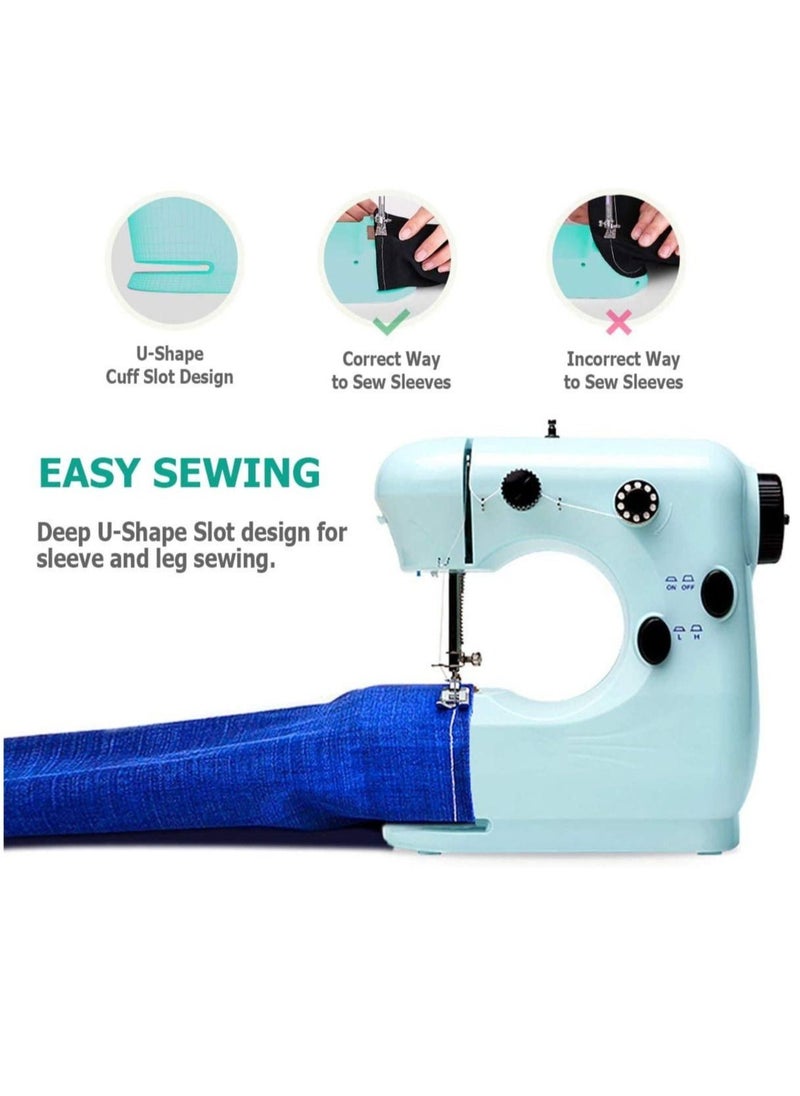 Mini Sewing Machine for Thick & Multiple Layers Fabrics 2 Speed Embroidery Stitching Heavy Duty Quilting Machine Easy to Use