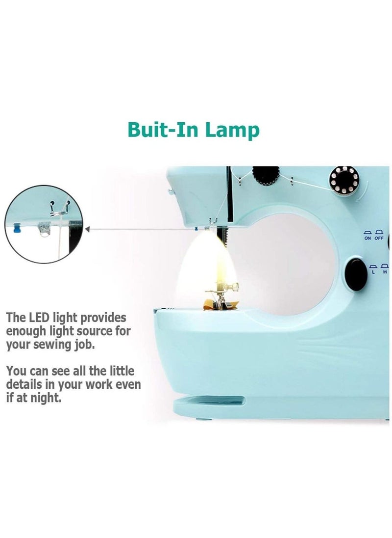 Mini Sewing Machine for Thick & Multiple Layers Fabrics 2 Speed Embroidery Stitching Heavy Duty Quilting Machine Easy to Use