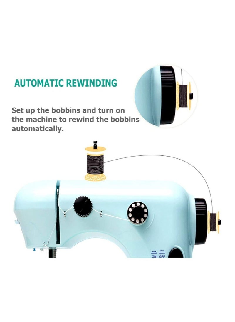 Mini Sewing Machine for Thick & Multiple Layers Fabrics 2 Speed Embroidery Stitching Heavy Duty Quilting Machine Easy to Use