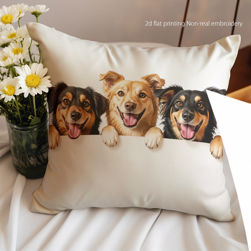 Cute 3 Dogs Print Throw Pillow Cover Soft Decorative Cushion Cover for Sofa Bed Living Room Home Decor - Image 2