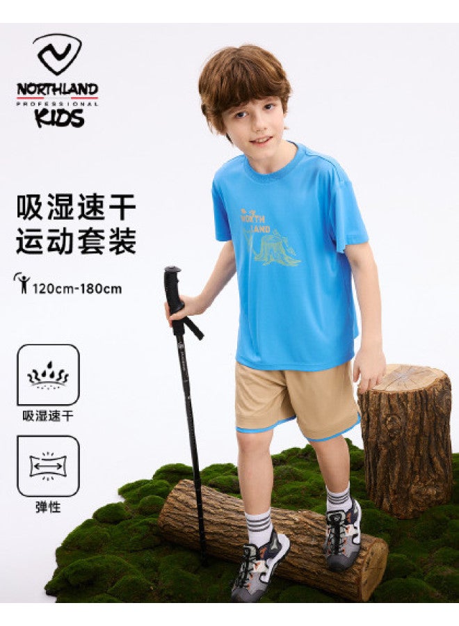 NorthLand Kids' Summer Moisture-wicking Quick-dry Sport Set - Boys' Stylish Breathable Soft Short-sleeve & Shorts 2-piece Outfit - Image 1