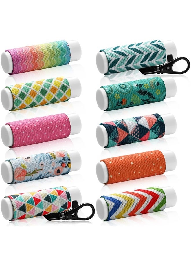 Sureio 10 Pack Lip Balm Holder Keychain Compact Clip On lipstick Holder Lip Gloss Holder Keychain Elastic lipstick Sleeve Clip for Large Fat Lip Balm (Classic Style) - Image 1