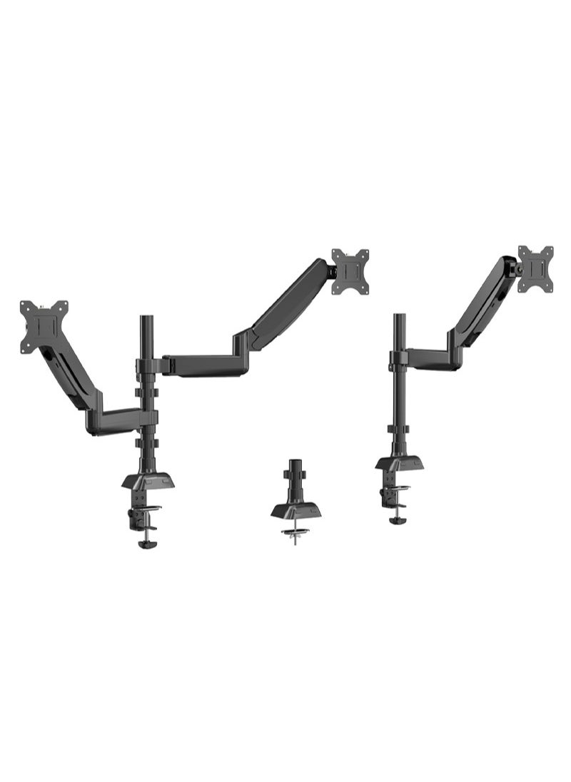 FlashHawk Dual Monitor Arm Mount for 17 to 27" Monitors, Dual Single Monitor Support, Full Motion Tilt, Swivel Computer Monitor Stand  - Image 1