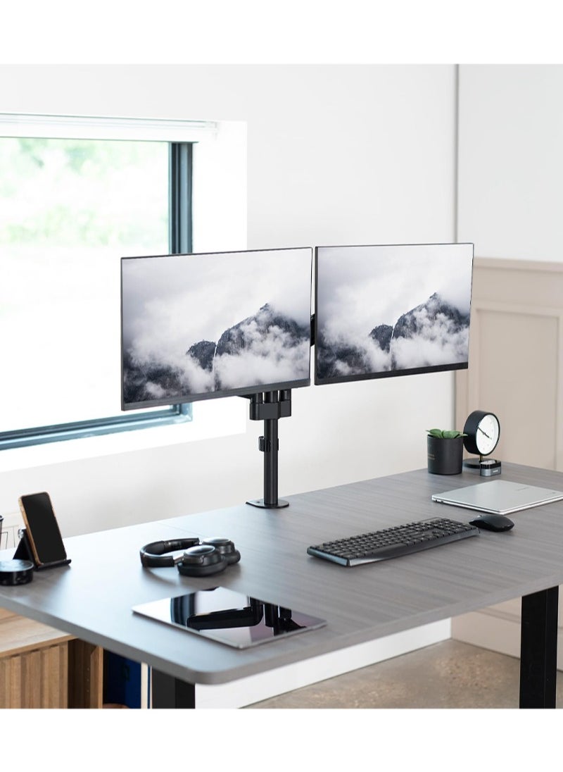 FlashHawk - Dual Monitor Arm Mount for 17 to 27" Monitors, Dual Single Monitor Support, Full Motion Tilt, Swivel Computer Monitor Stand - Image 1