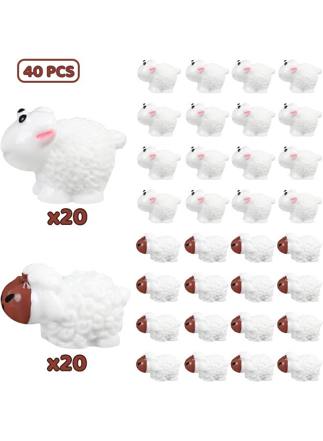 40 Pcs Miniature Resin Sheep, Mini Sheeps Set for Micro Landscape Decoration, Potted Miniature Decoration, Garden Aquarium Potted, Garden Dollhouse, Cake Decoration, DIY Slime Kit, Craft Charms Party Toys - Image 1