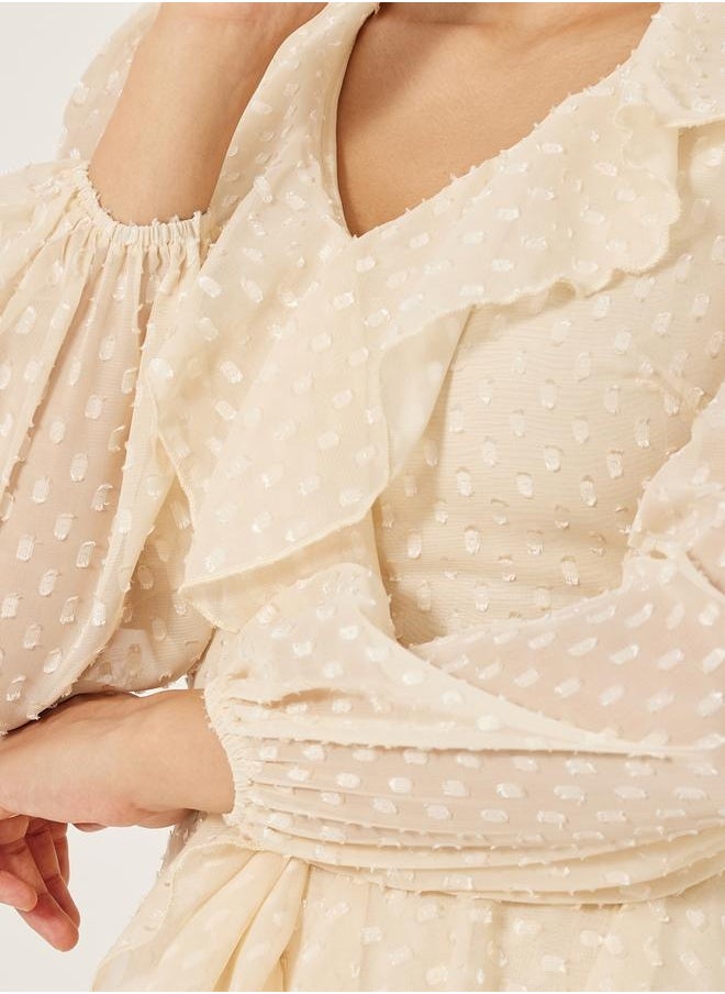 Styli - Dobby Ruffle Detail A-Line Maxi Dress - Image 1