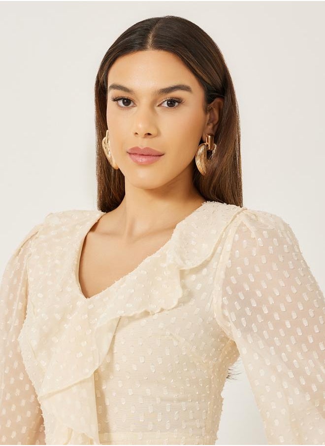 Styli - Dobby Ruffle Detail A-Line Maxi Dress - Image 1
