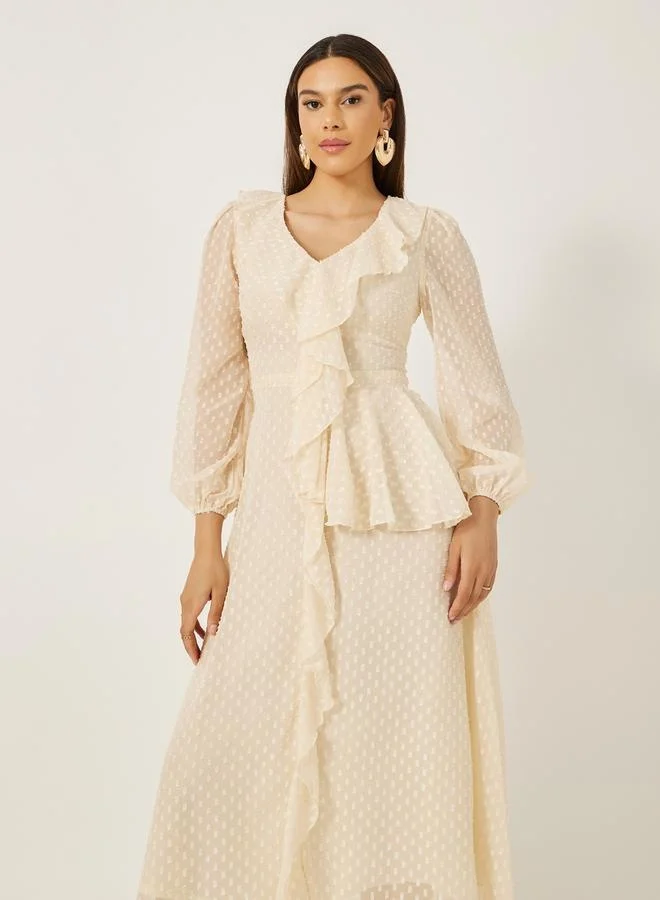 Styli Ruffled Chiffon Maxi Dress