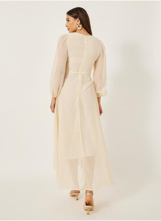 Styli - Dobby Ruffle Detail A-Line Maxi Dress - Image 1