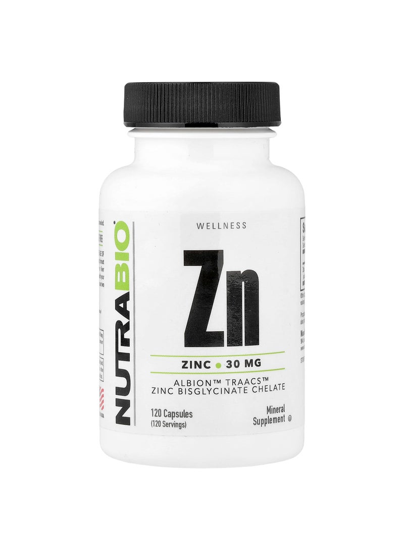 NutraBio Zinc, 30 mg, 120  Capsules