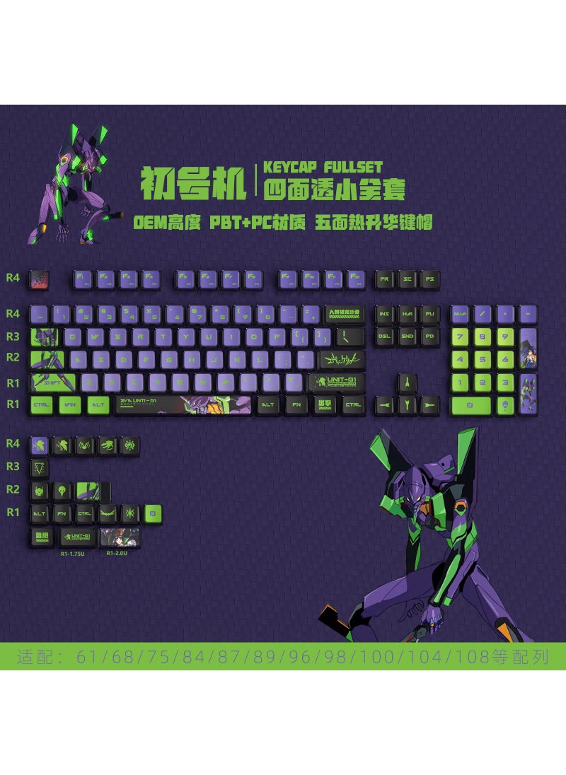 Generic - EVA Asuka Transparent Pudding Keycaps Full Set EVA initial number machine four-sided transparent key cap small full set - Image 1