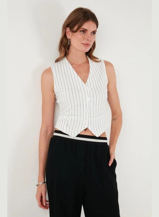 Lela  Lela Stretch Fitted Fit V-Neck Buttoned Vest Women's VEST 5865971 for Women | Best Price UAE