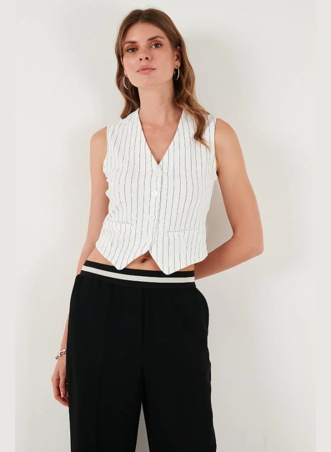 Lela  Lela Stretch Fitted Fit V-Neck Buttoned Vest Women's VEST 5865971 for Women | Best Price UAE