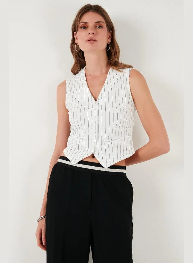Lela  Lela Stretch Fitted Fit V-Neck Buttoned Vest Women's VEST 5865971 for Women | Best Price UAE