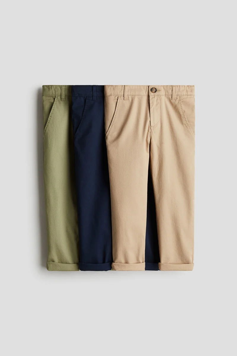 H&M 3-pack cotton twill chinos