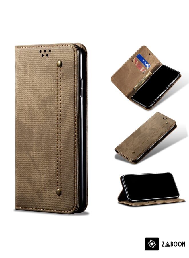 Zaboon Protective Case For Xiaomi 12X Denim Texture Casual Style Leather - Image 1