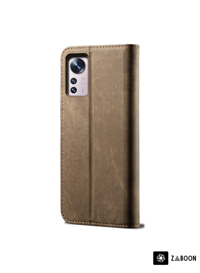 Zaboon Protective Case For Xiaomi 12X Denim Texture Casual Style Leather - Image 3