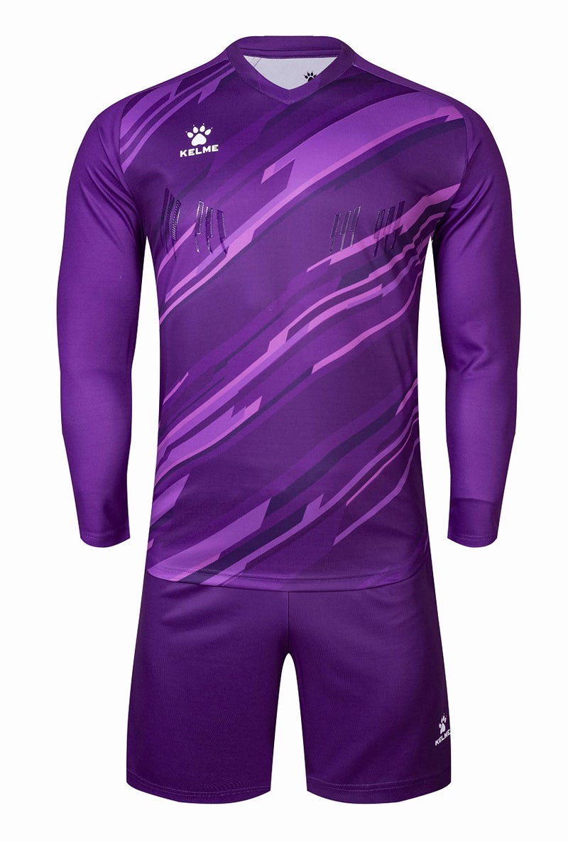 KELME Soccer Goalkeeper Jersey Pro Set Uniform - Padded Goalkeeper Shirt Shorts Socks - Men's Goalie Jersey Adults Kids (Purple, Kids 12) - Image 2