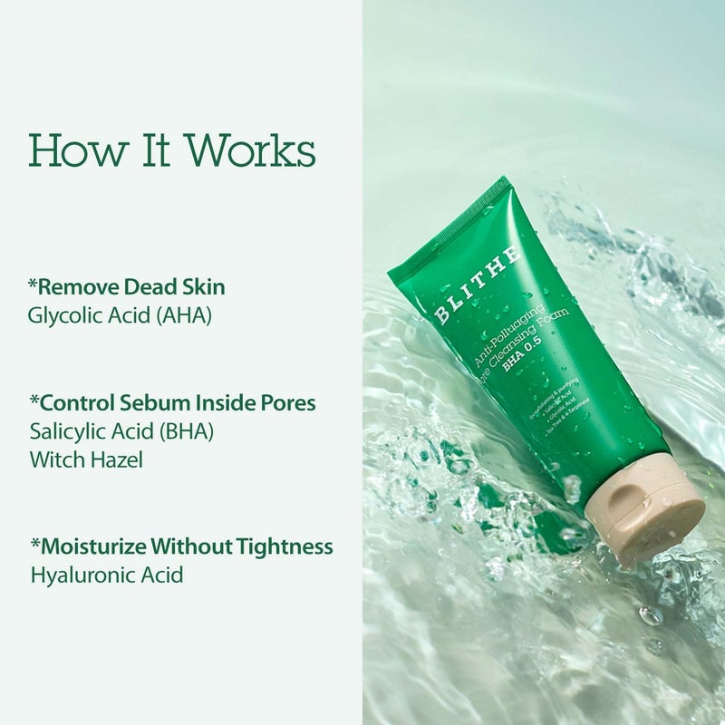 BLITHE AHA BHA Cleanser - Deep Pore Cleanser and Pore Minimizer, Exfoliant for Face, For Clogged Pores, 5.07 Fl Oz - Image 5