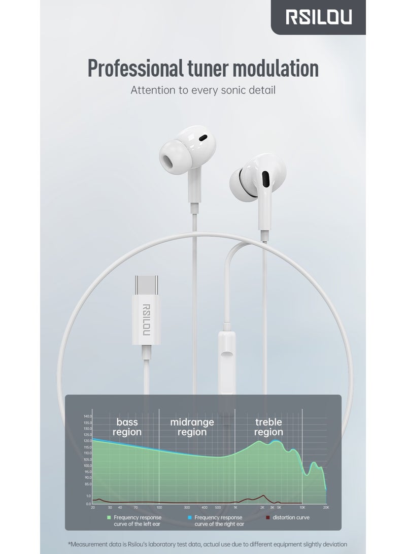 rsilou RSILOU Wired Earphones - 10MM Oversized Driver - Type C connector - Image 5