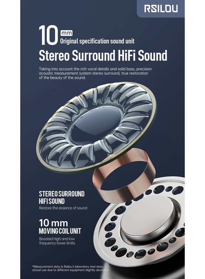 RSILOU-R3501 Wired Earphones Type-C – 10MM Dynamic Driver, Noise Isolation, Built-in Microphone, Compatible with Type-C Devices (Smartphones, iPads, MacBooks & Tablets) - Image 5