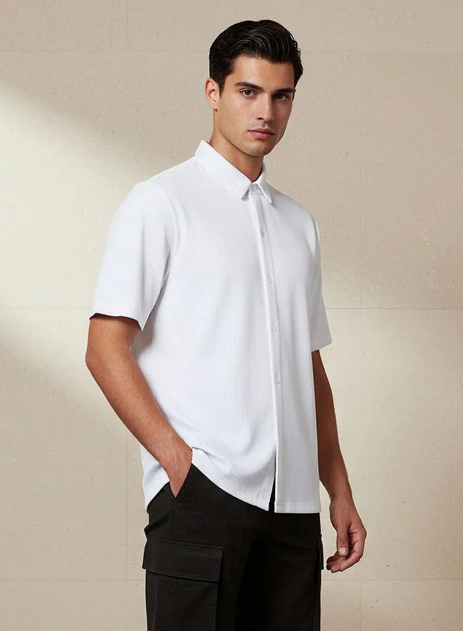 Splash FAV Men Collared Textured Short Sleeve Shirt