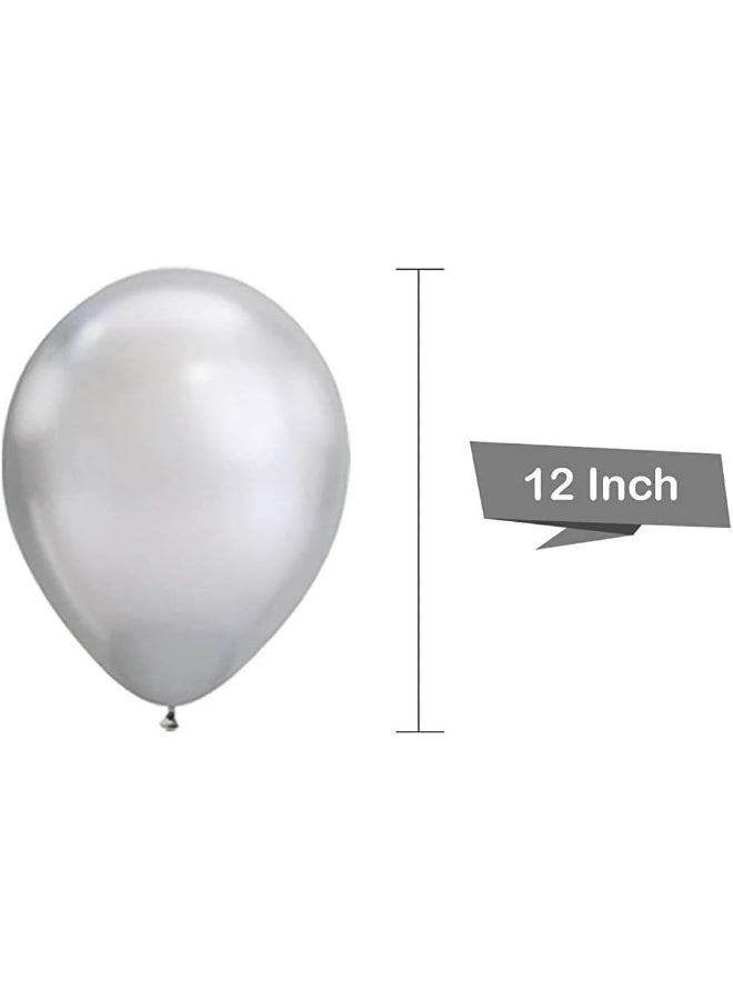 Goldedge - 50 PCS Chrome Silver Balloons, 12 Inch Metallic Latex Balloons for Events and Celebrations  - Image 3