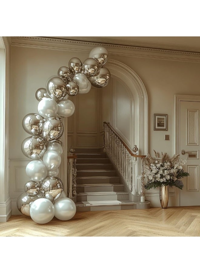 Goldedge - 50 PCS Chrome Silver Balloons, 12 Inch Metallic Latex Balloons for Events and Celebrations  - Image 4