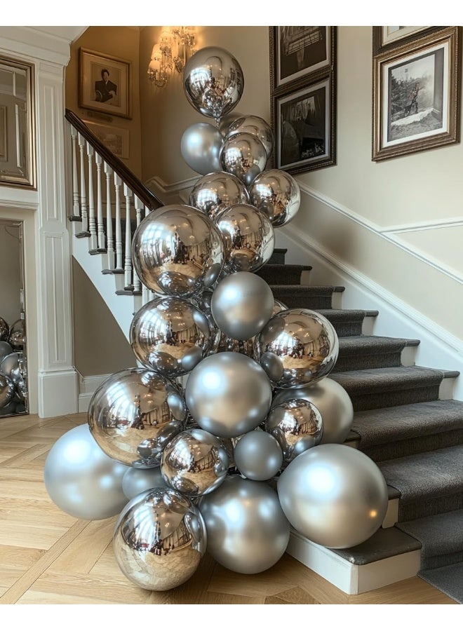 Goldedge - 50 PCS Chrome Silver Balloons, 12 Inch Metallic Latex Balloons for Events and Celebrations  - Image 2