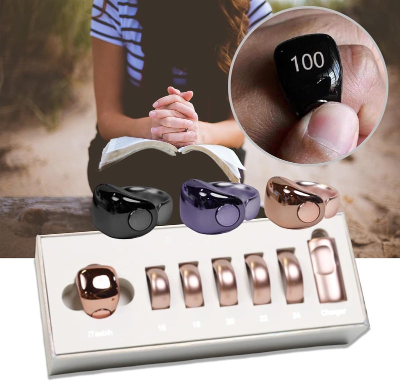 Smart Ring,Smart tasbih ring,Muslim Prayer,Counter,Prayer timing reminder,OLED display,IPX67 Waterproof,battery life can be up to 20 days,5 interchangeable rings (Rose gold) - Image 4