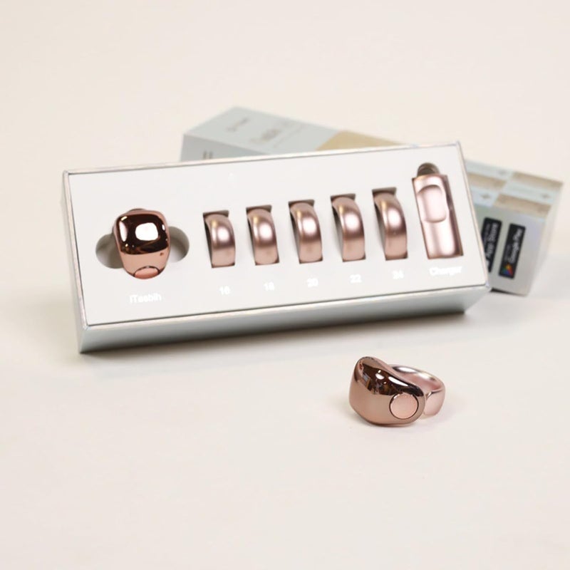 Smart Ring,Smart tasbih ring,Muslim Prayer,Counter,Prayer timing reminder,OLED display,IPX67 Waterproof,battery life can be up to 20 days,5 interchangeable rings (Rose gold) - Image 3