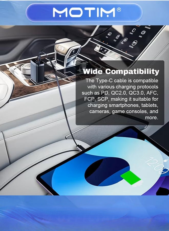 Motim Retractable Car Chargers 3 in 1 Quick Charge Adapter for Smartphone Tablet and Other Electronic Devices  - Image 3