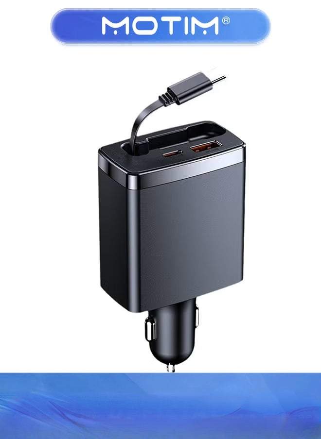 Motim Retractable Car Chargers 3 in 1 Quick Charge Adapter for Smartphone Tablet and Other Electronic Devices  - Image 1