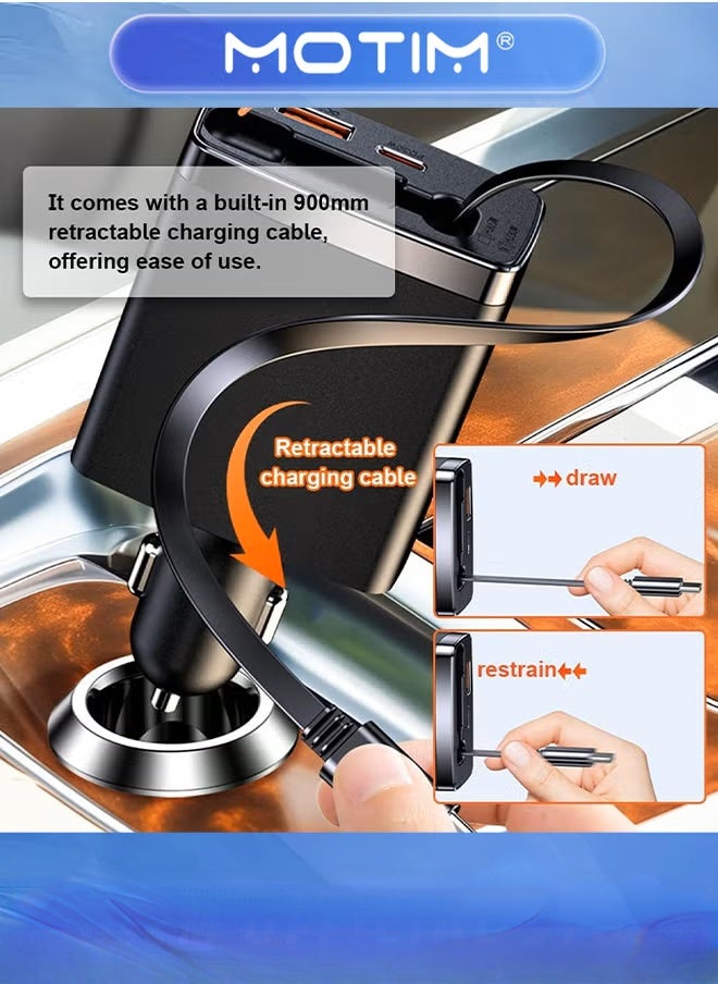 Motim Retractable Car Chargers 3 in 1 Quick Charge Adapter for Smartphone Tablet and Other Electronic Devices  - Image 4