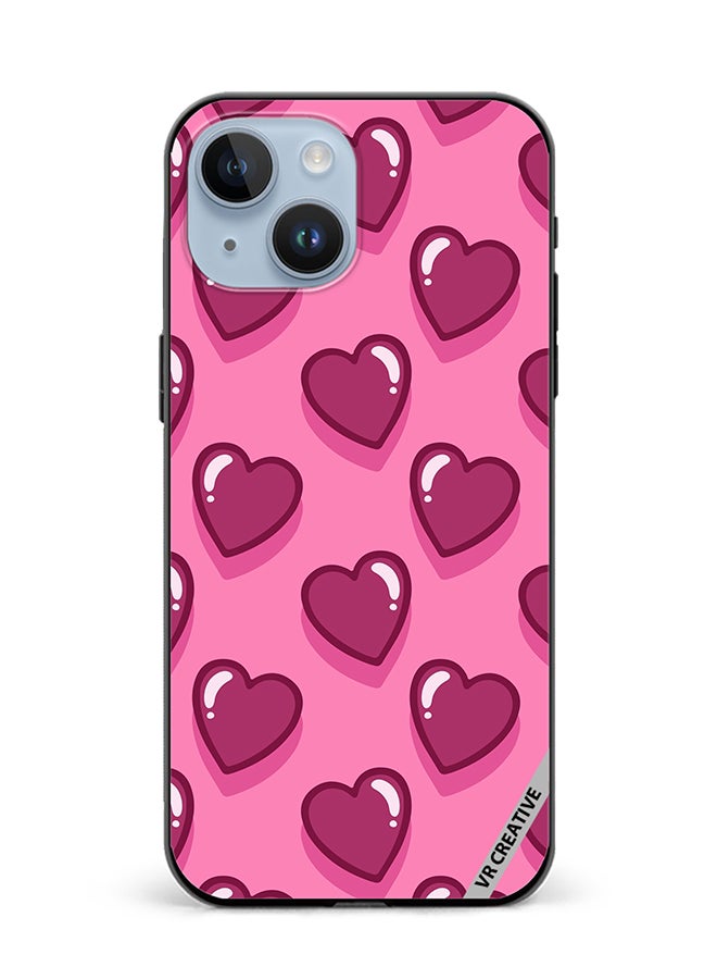 VR CREATIVE Protective Case Cover For Apple iPhone 15 Lovely Hearts Design Multicolour - Image 1