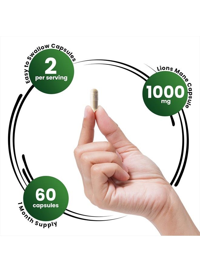 Genex Formulas Genex Lions Mane Supplement for Brain Boosting, Mental Clarity, Focus, Natural Energy - Nootropics Brain Support Supplement with 100% Lions Mane Extract, 1000mg/serving - (60 Capsule) - Image 4