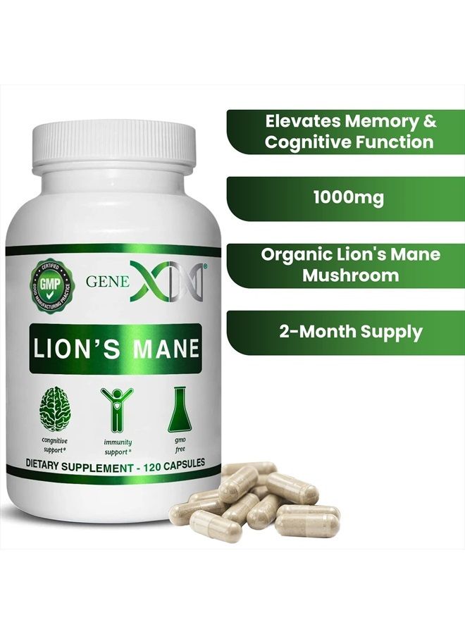 Genex Formulas Genex Lions Mane Supplement for Brain Boosting, Mental Clarity, Focus, Natural Energy - Nootropics Brain Support Supplement with 100% Lions Mane Extract, 1000mg/serving - (60 Capsule) - Image 2