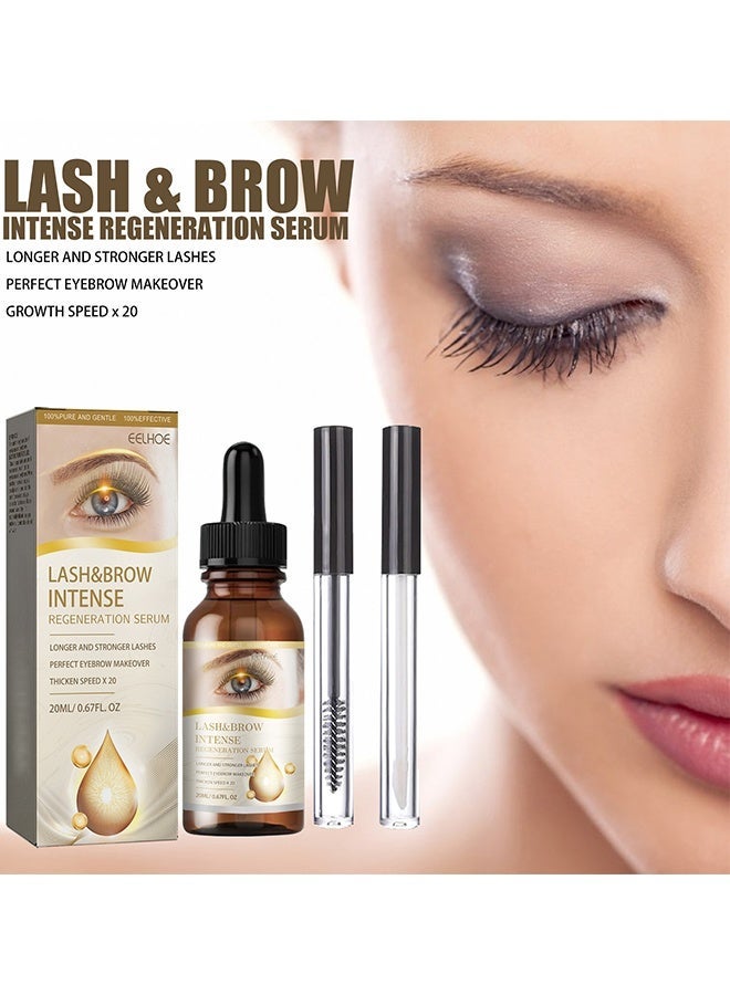 EELHOE Lash & Brow Intense Regeneration Serum, Lash Serum For Eyelash Growth, Eyelashes Enhancer Liquid, Organic Castor Oil With Brush, Advanced Formula For Longer Fuller Thicker Eyelashes And Eyebrows, Perfect For Natural Growth Boost, 20ML - Image 2