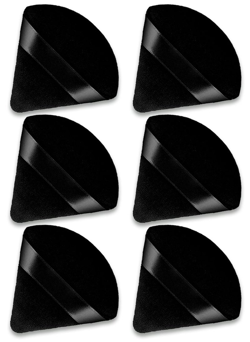 Kanza 6 Pieces Powder Puff Face Triangle Makeup Puff for Loose Powder Soft Body Cosmetic Foundation Velvet Sponge Mineral Powder Wet Dry Makeup Tool Black  - Image 1