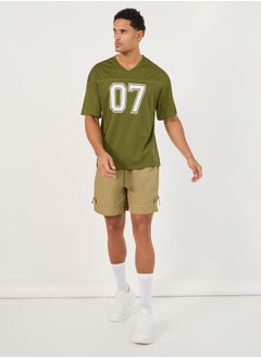 Styli Varsity Print Stretch Oversized T-Shirt with Seam Detail  - Image 2