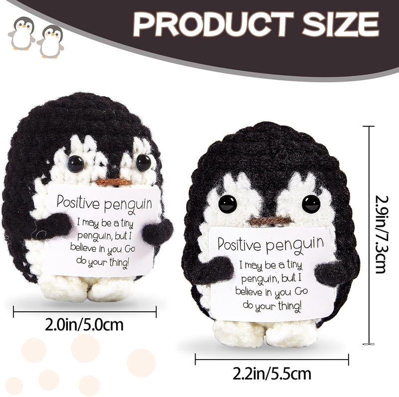 Hoedia Handmade Emotional Pickle Gift, Cucumber Crochet Doll Inspirational Gifts with Cards, Cute Knitted Funny Support Pickle Potato Friend Birthday (Positive Penguin) - Image 2