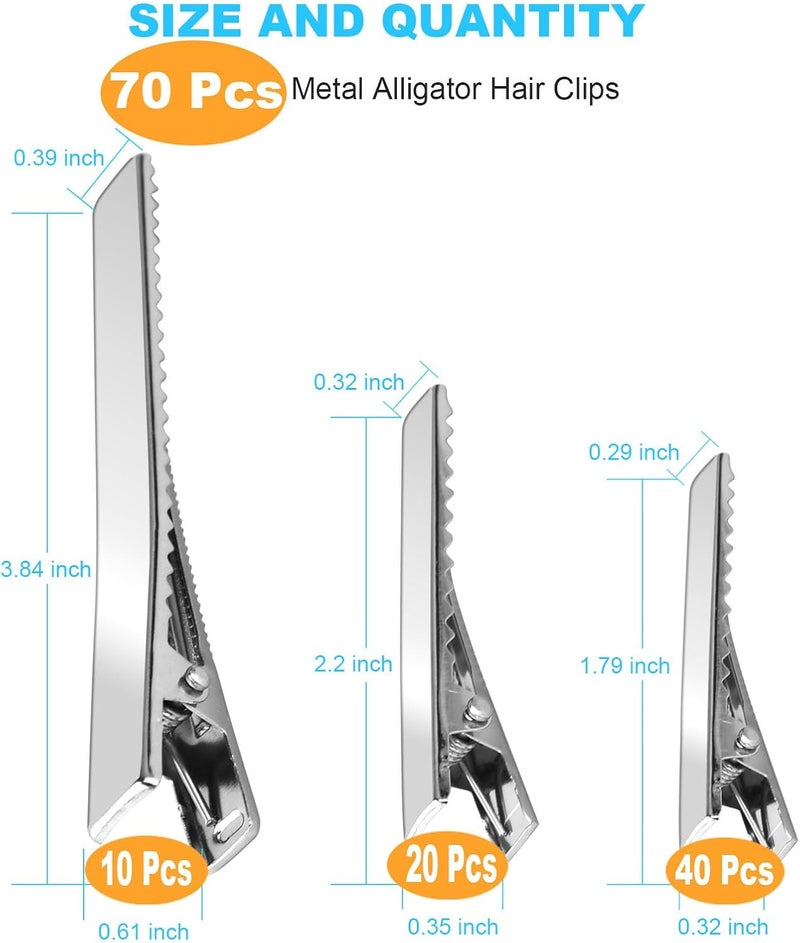 PHSZZ Elegant practical design 70 Pcs Alligator Hair Clips, 3 Sizes Oversized Metal Silver Hair Bow Clips Single Prong Hairdressing Salon Hair Grip DIY Accessories Hairpins for Women Bows Making Crafts (3.9-2.2-1.8 inch) Bug proof seal - Image 2