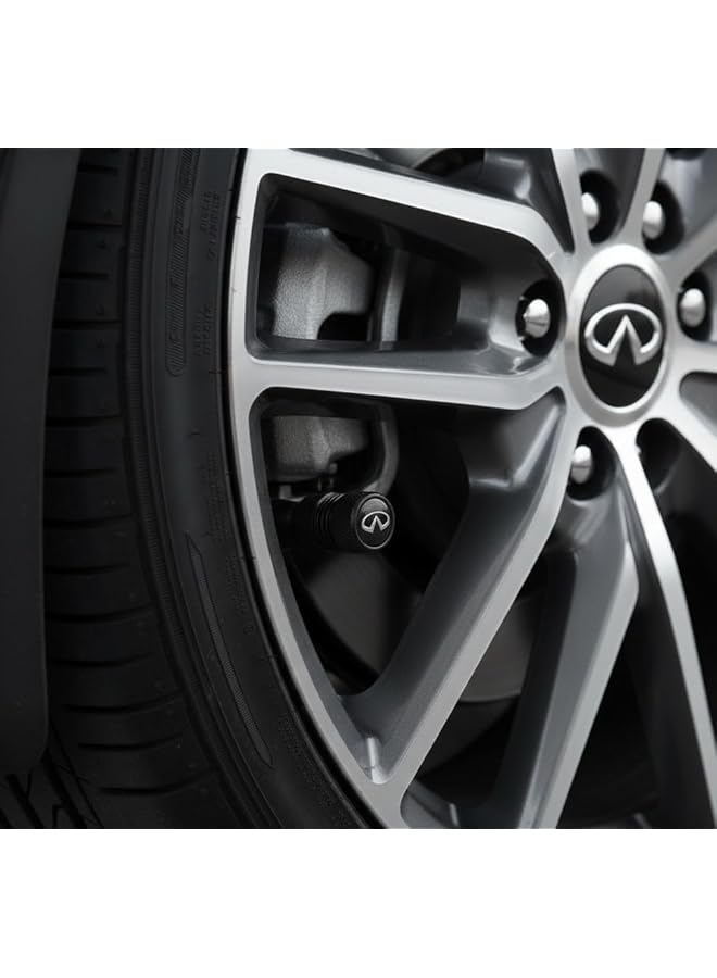 S-TOP Tire Valve Stem Caps Compatible with Infiniti Series Car Wheel Air caps Metal Valve Stem Caps Decoration Accessories 4 Pcs Black - Image 1