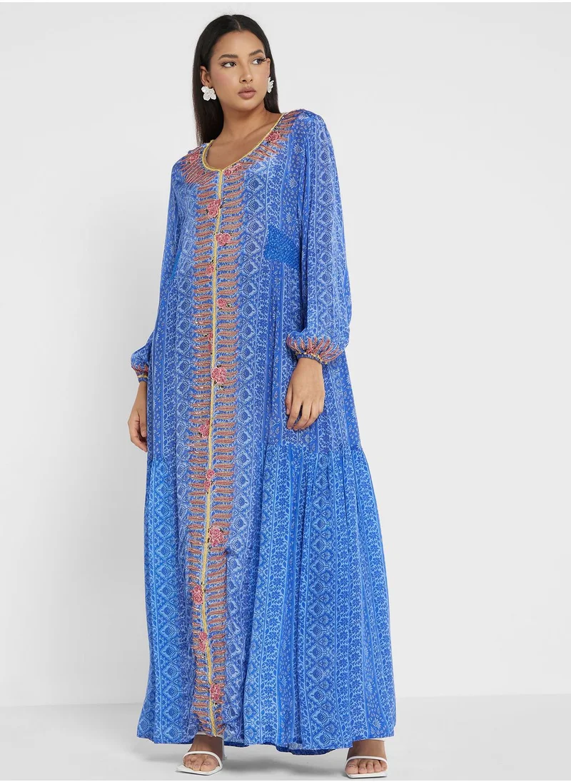 كشخة Printed Elastic Waist Jalabiya
