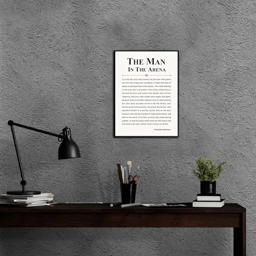 Howwii Inspirational Wall Art Office Decor The Man in the Arena Motivational Positive Quote Canvas Print Gift for Men&Women Framed Canvas Wall Decor 12”x16” - Image 3
