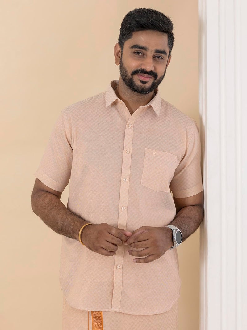 RAMRAJ COTTON طقم قميص ودهوتي من رامراج كوتون للرجال | مثالي للمناسبات الاحتفالية والزفاف - Image 3