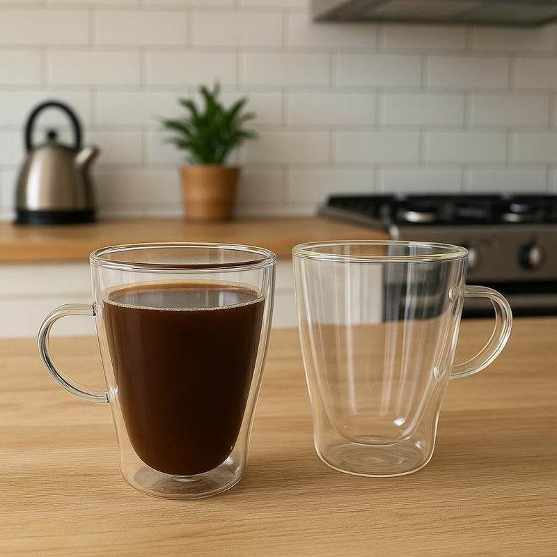 BS B&S Double Wall Glass Set of 2 – 320ml Insulated Coffee Glasses - Image 5