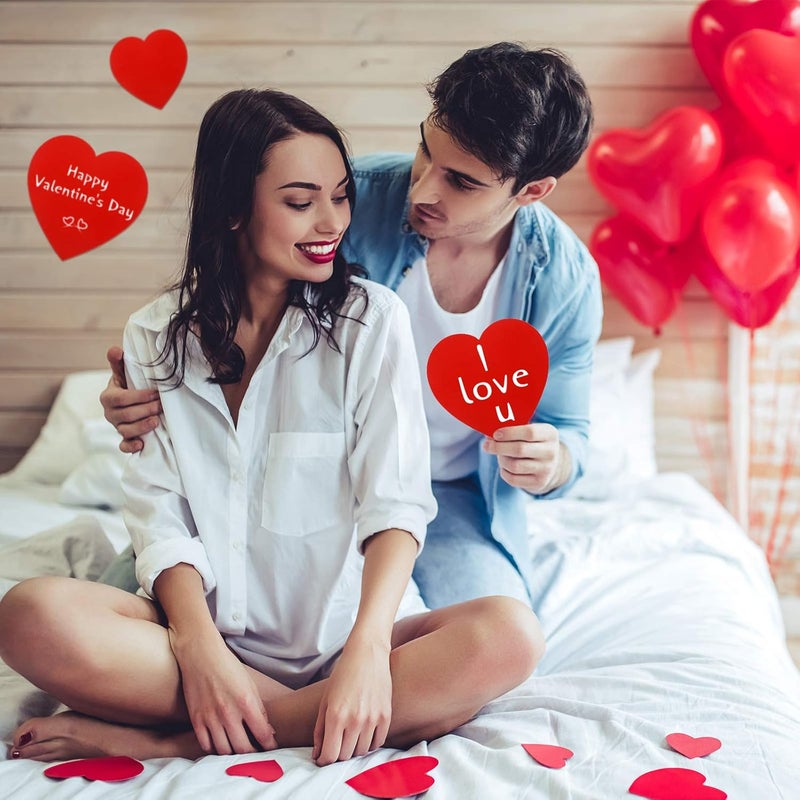 كلاراكو 16 قطعة من قصاصات ورقية على شكل قلب كيوبيد أحمر لعيد الحب، قصاصات ورقية كبيرة على شكل قلب مع 40 قطعة من نقاط الغراء لحفلات الزفاف والخطوبة في عيد الحب (منقوشة) - Image 5