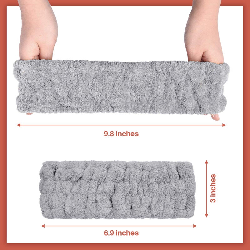 Chuangdi 3 Pieces Spa Headband for Women Facial Makeup Headband Soft Terry Cloth Hairband for Washing Face Mask Spa Shower Gifts(Black, White, Light Grey) - Image 3