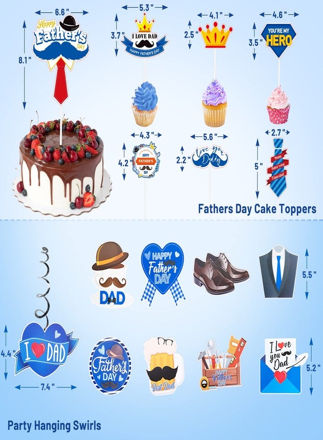 EPDPLAY 60 PCS Happy Father's Day Balloons Decorations Kit, Fathers Day Decorations with Best Dad Banner Cake Topper Balloons Hanging Swirls for Father's Birthday Party Decor, Fathers Day Party Supplies - Image 3